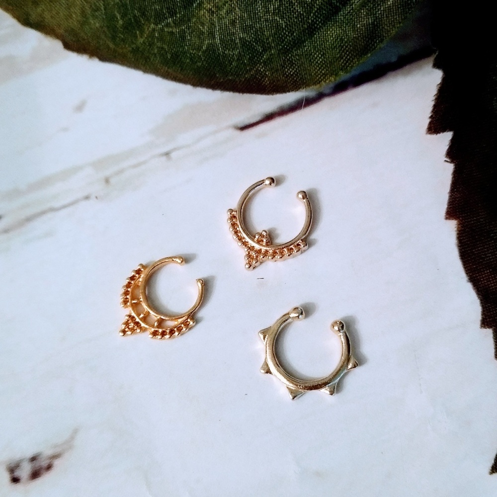 Faux septum ring set